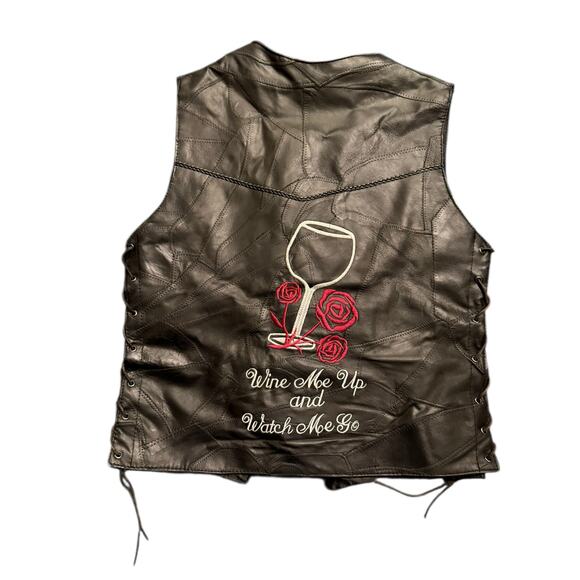 Diamond Plate Buffalo Leather Vest Women’s size S Wine A Lot Motorcycle Vest - Picture 8 of 9